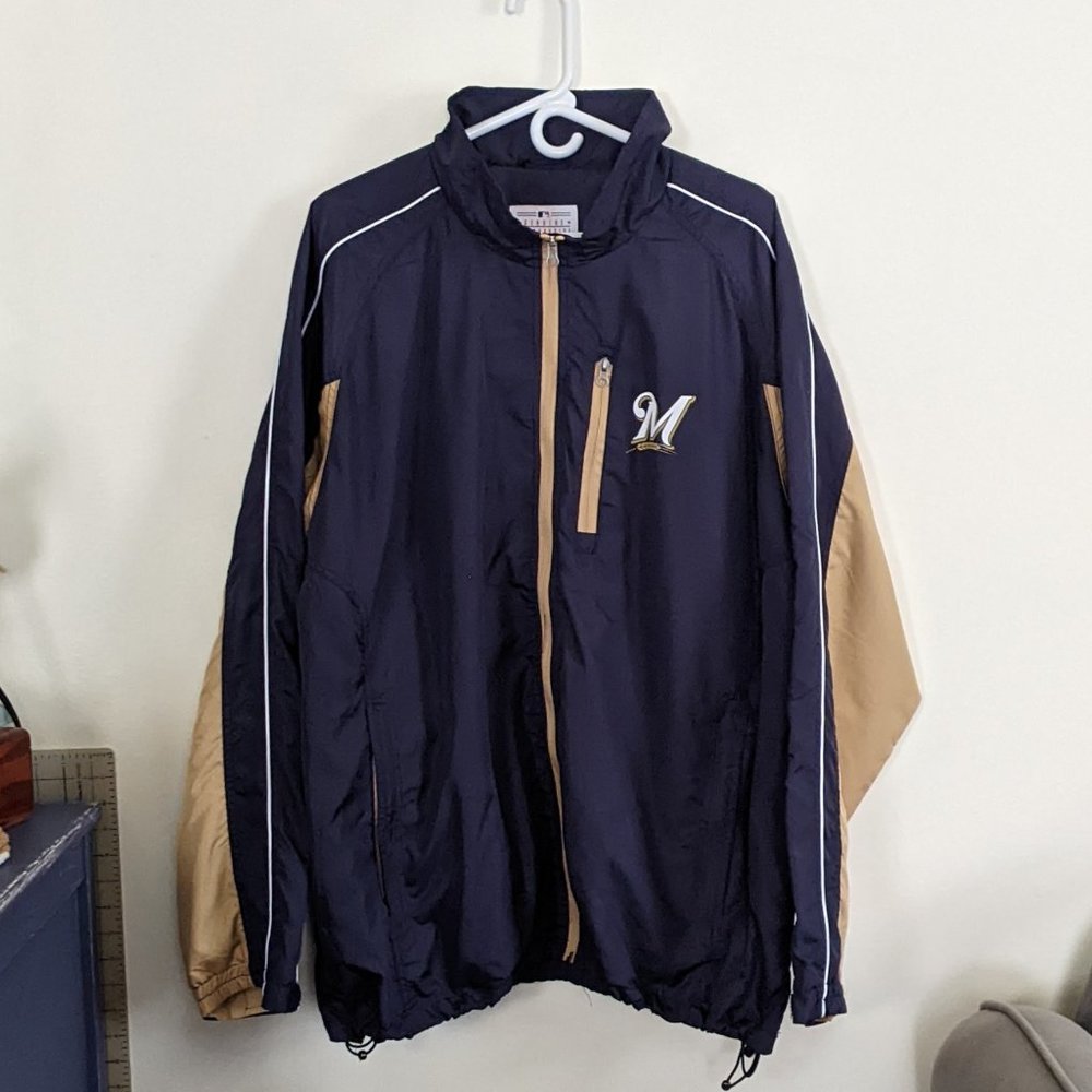 MILWAUKEE BREWERS Men’s Zip-Up Windbreaker, NWOT, Sz XXL